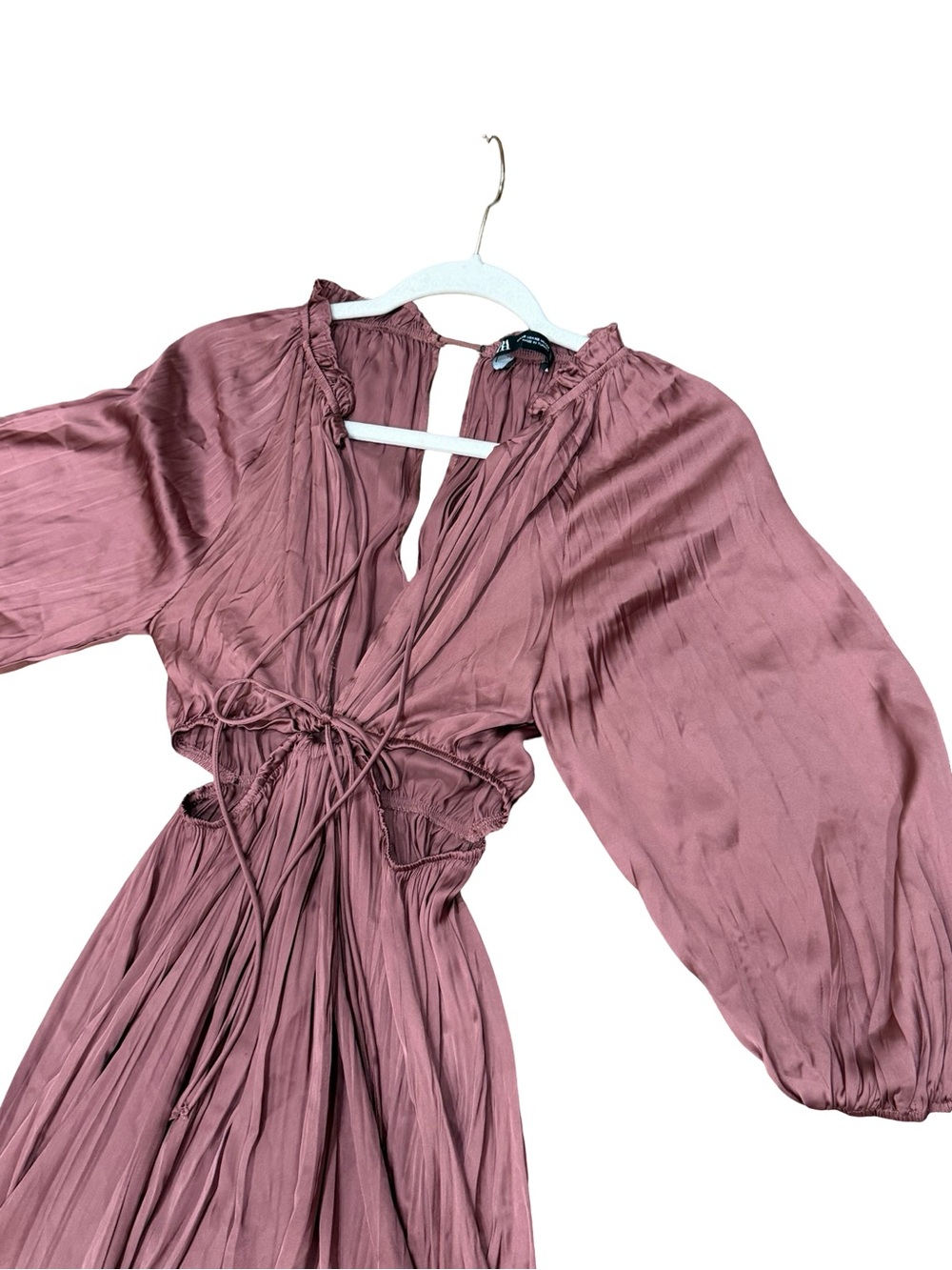✨ Zara Satin Effect Cutout Midi Dress Plum Purple Size XS Elegant Slip Dress - Picture 4 of 13